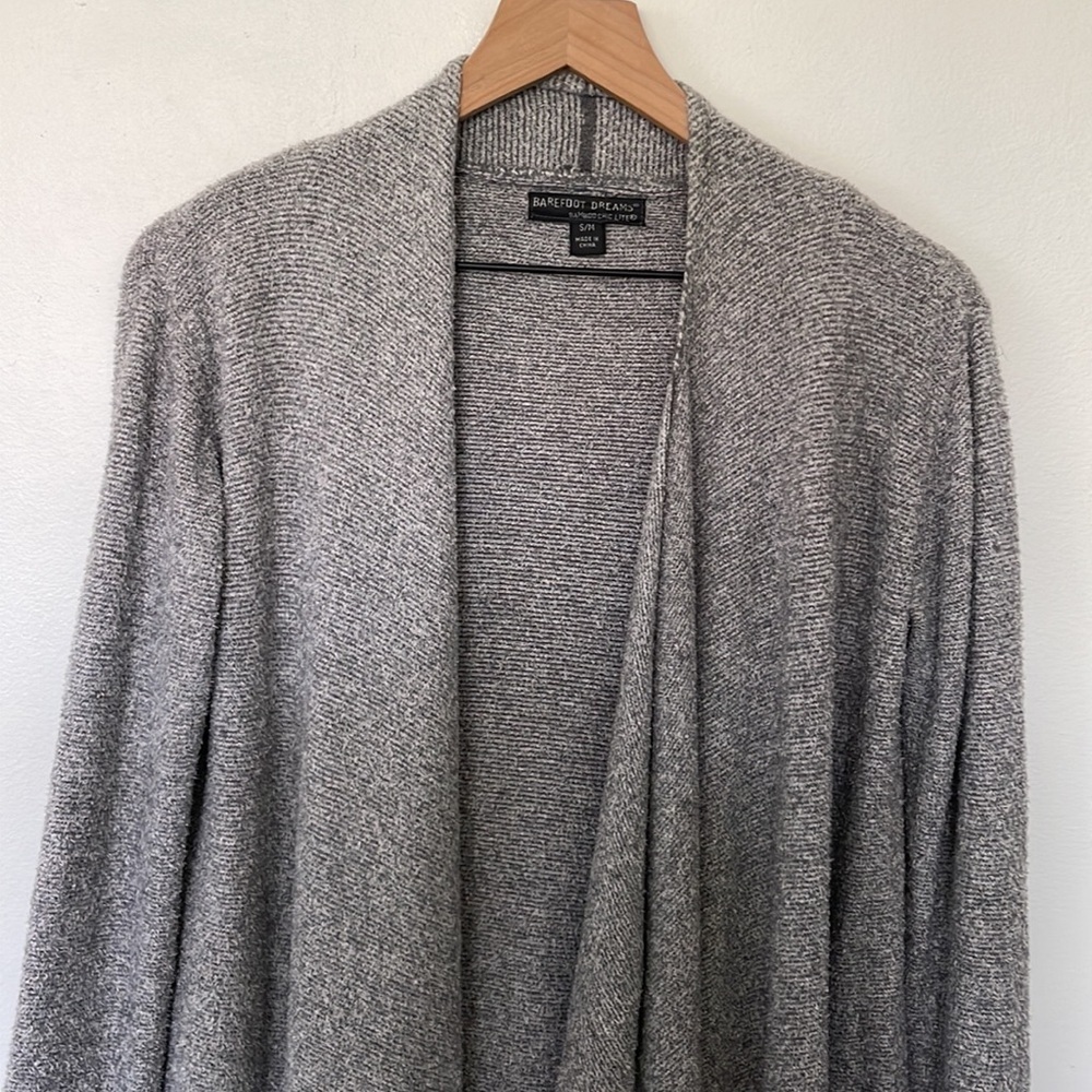 Barefoot Dreams | Bamboo Chic Lite Grey Open Front Longline Lounge Cardigan S/M - Picture 2 of 8